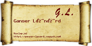 Ganser Lénárd névjegykártya